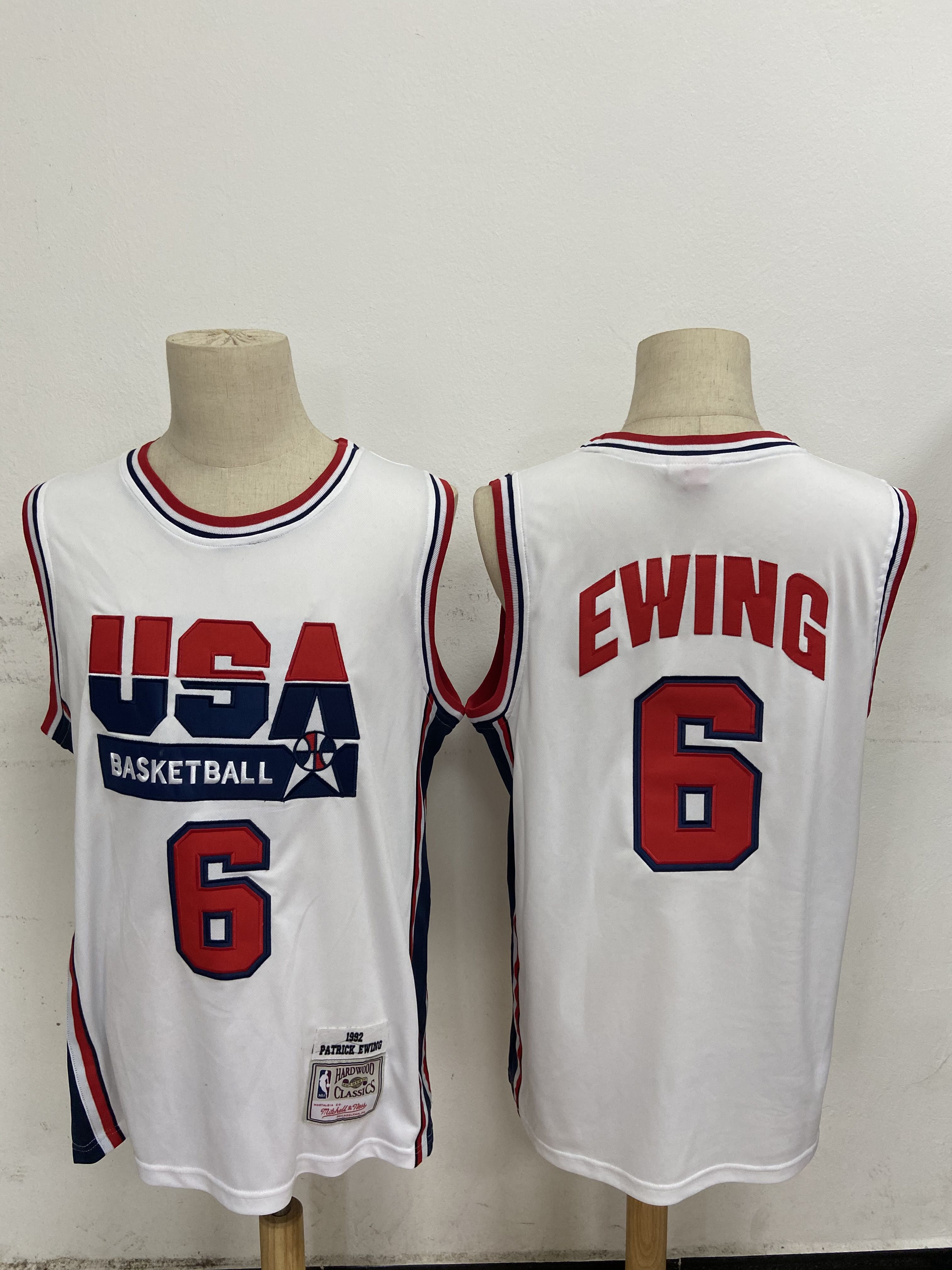 Men USA Basketball #6 Ewing White Stitched Throwback NBA Jersey->more jerseys->NBA Jersey